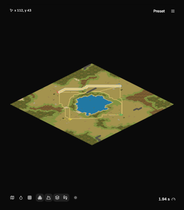Traced connection paths around a lake