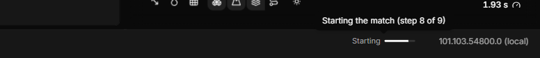 The live test progress in the bottom panel bar